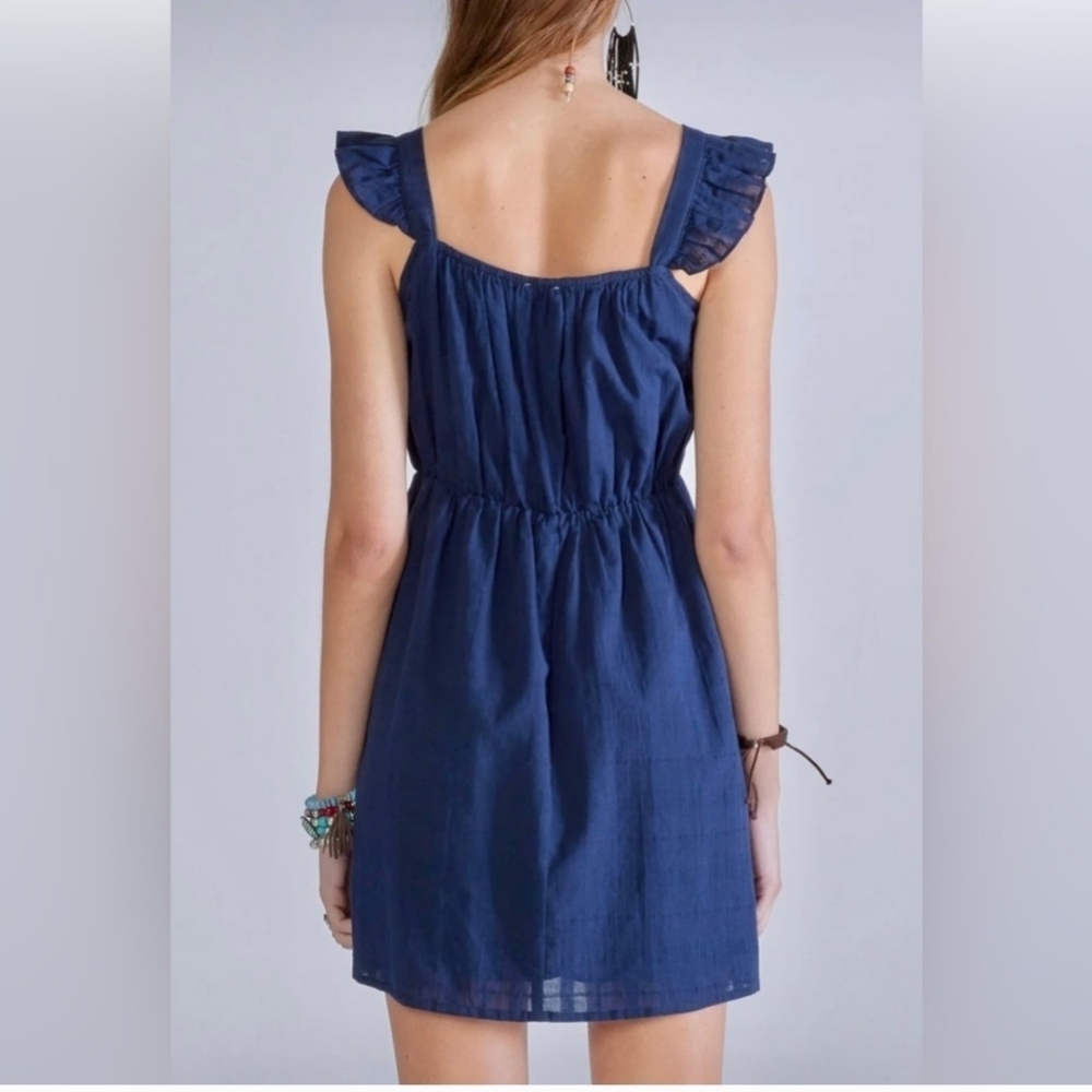 MISS ME Embroidered Ruffle Trim Mini Dress,  sleeveless SZ L NWT - Picture 2 of 12